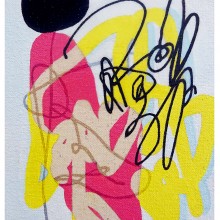 大橋麻里子/Mariko Ohashi　《Movement1》　2020,　18×14cm,　パネルに綿布、アクリル、ジェッソ