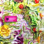 服部桜子/Sakurako Hattori 《10品目のサラダ迷路》 2017, 22.7 x 22.7 cm, 雲肌麻紙、膠、岩絵具、水干、胡粉、色鉛筆