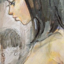 波磨茜也香/Ayaka HAMA《確認》 2018, 38×45.5cm, 油彩、クレヨン、鉛筆、キャンバス