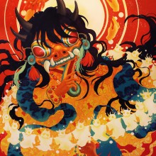 宮間夕子/YUKO MIYAMA  《太陽と精霊の加護》 2021, 31.8×41cm, 油彩，アクリル、綿布、白亜地