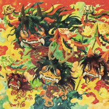 宮間夕子　Yuko Miyama 《祝祭の彼方》　2023年　60.6×72.7cm　油彩、水彩、アクリル、木パネル