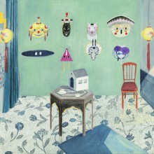 大山美鈴 Misuzu Oyama　《おめんの部屋（昼）》　2021年　24.2×33.3cm　アクリル、キャンバス